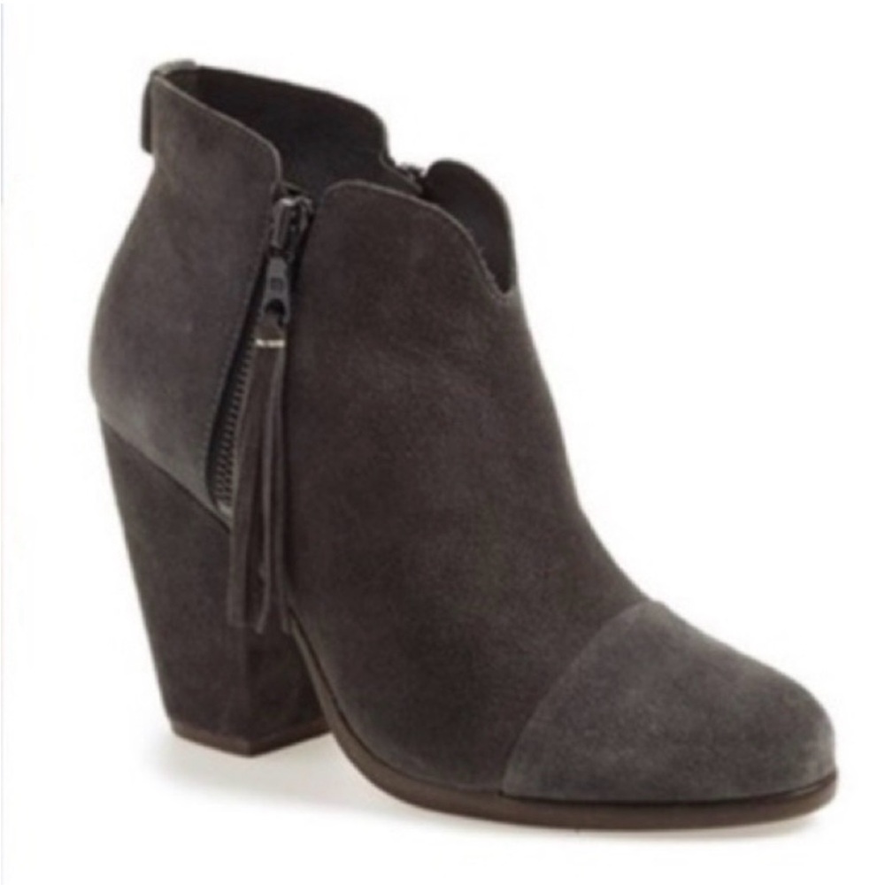 Rag & bone asphalt Gray Suede fringe Margot Ankle Boots sz 39